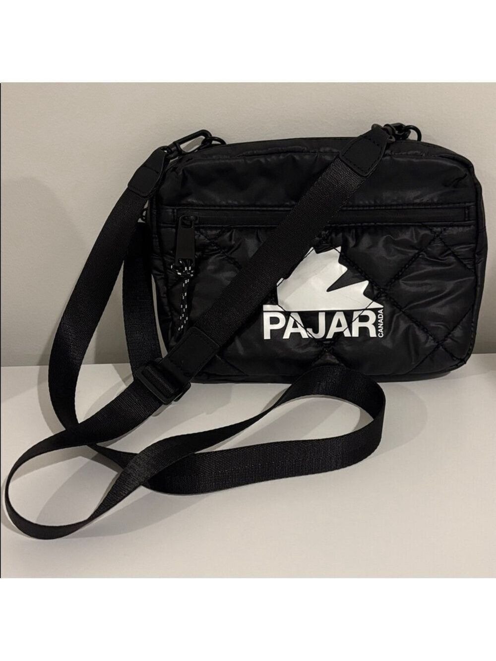 PAJAR Canada crossbody quilted purse multi pocket bag adjustable strap black